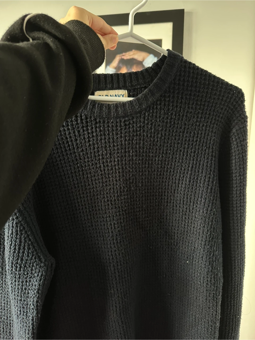 Old Navy dark blue waffle knit sweater (M) - photo 3