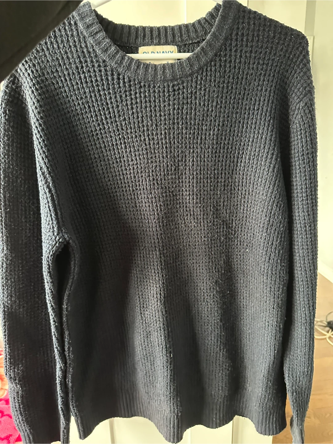 Old Navy dark blue waffle knit sweater (M)