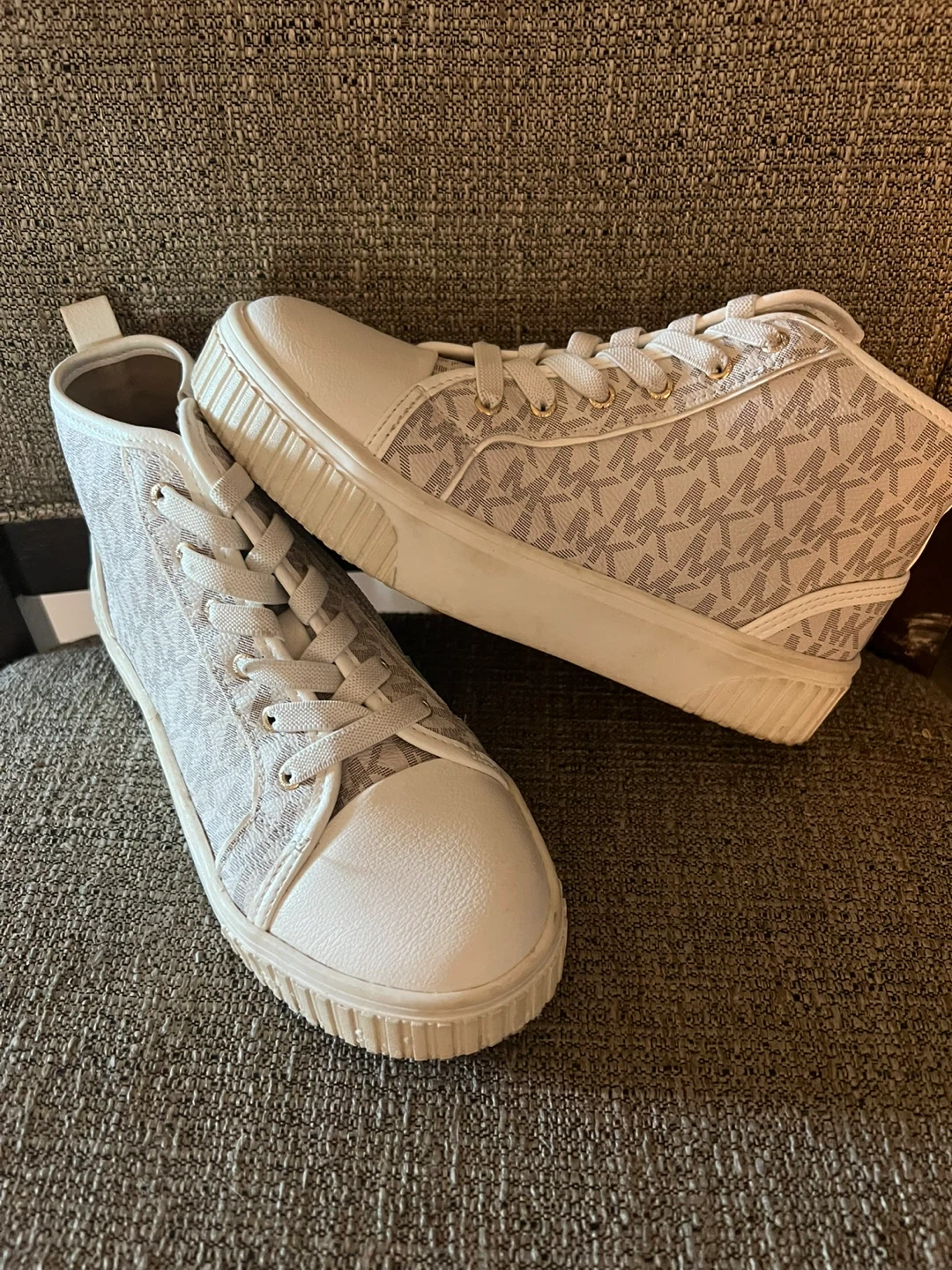 Michael Kors White Logo Mid-Top Sneakers Size 2