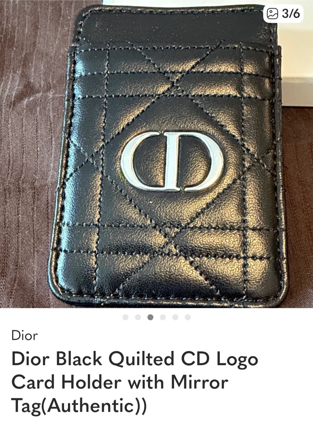 Dior Black Quilted CD Logo Card Holder with Mirror Tag - photo 3