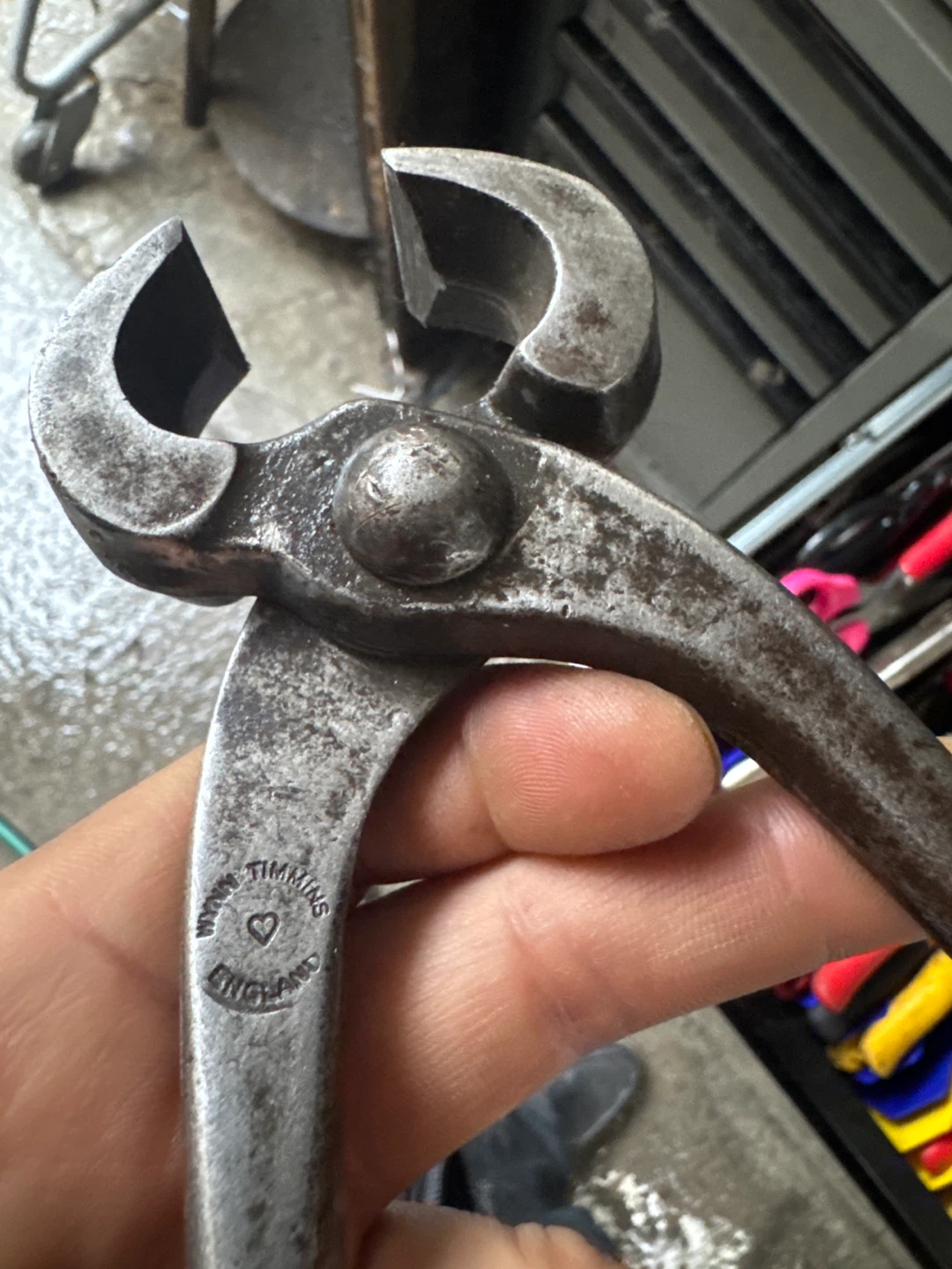 Vintage W. Timmins England forged nippers old blacksmith - photo 3