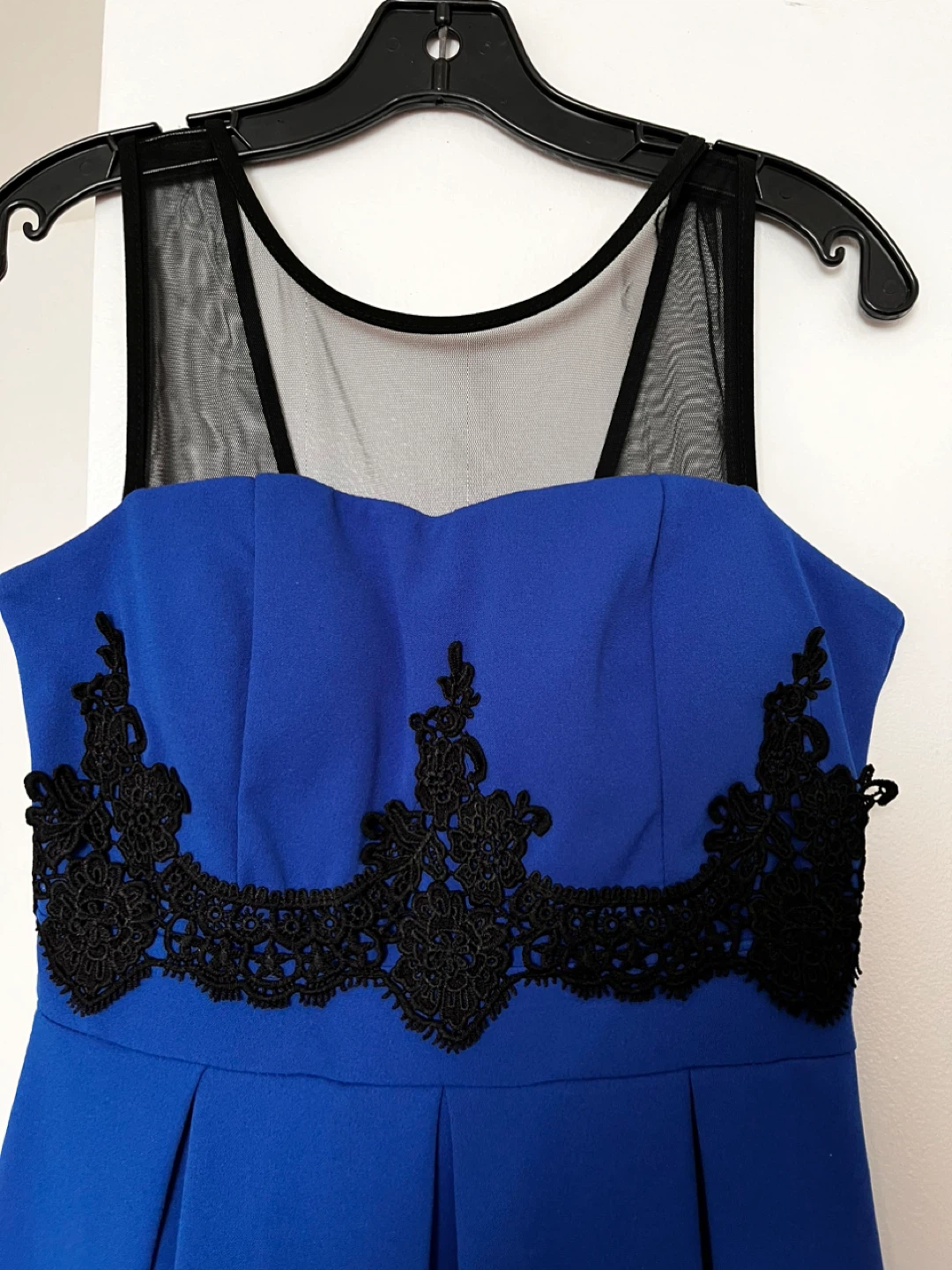 Blue Cocktail Dress with Black Lace Detail - photo 4