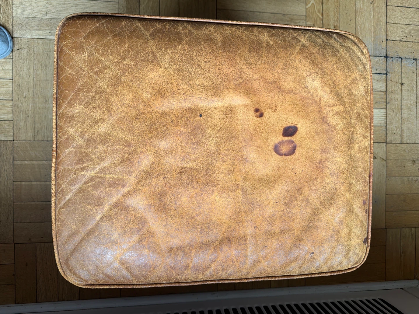 Brown Leather Ottoman Footstool - photo 3