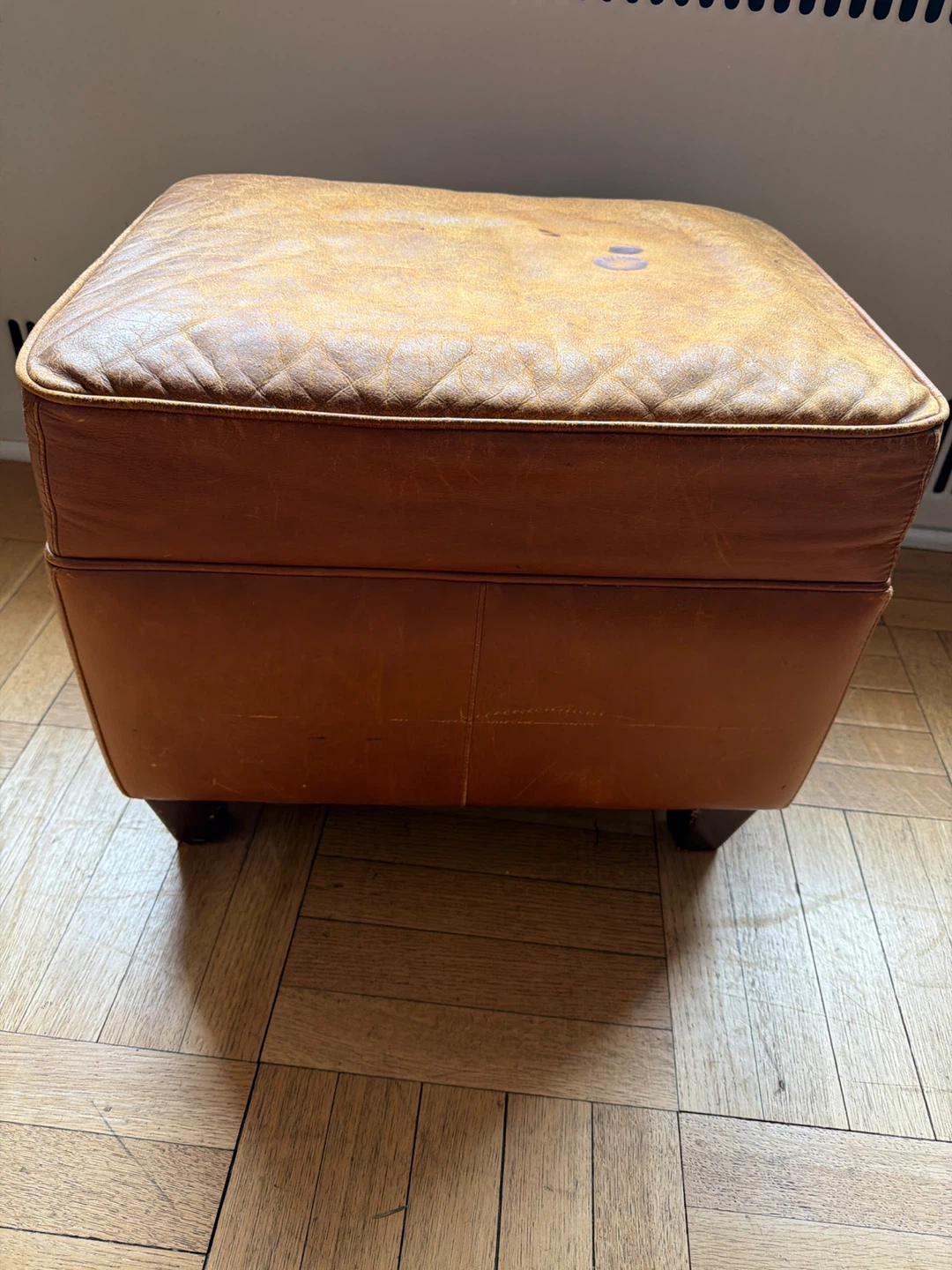 Brown Leather Ottoman Footstool - photo 2