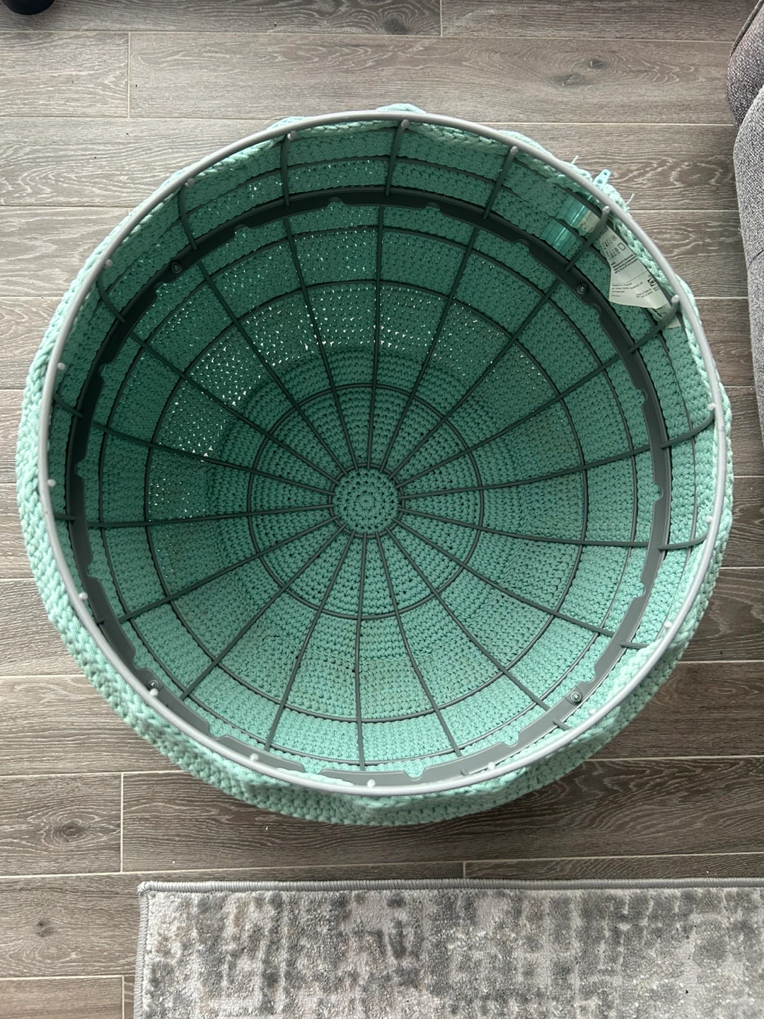Teal Crochet Pouf Ottoman - photo 2