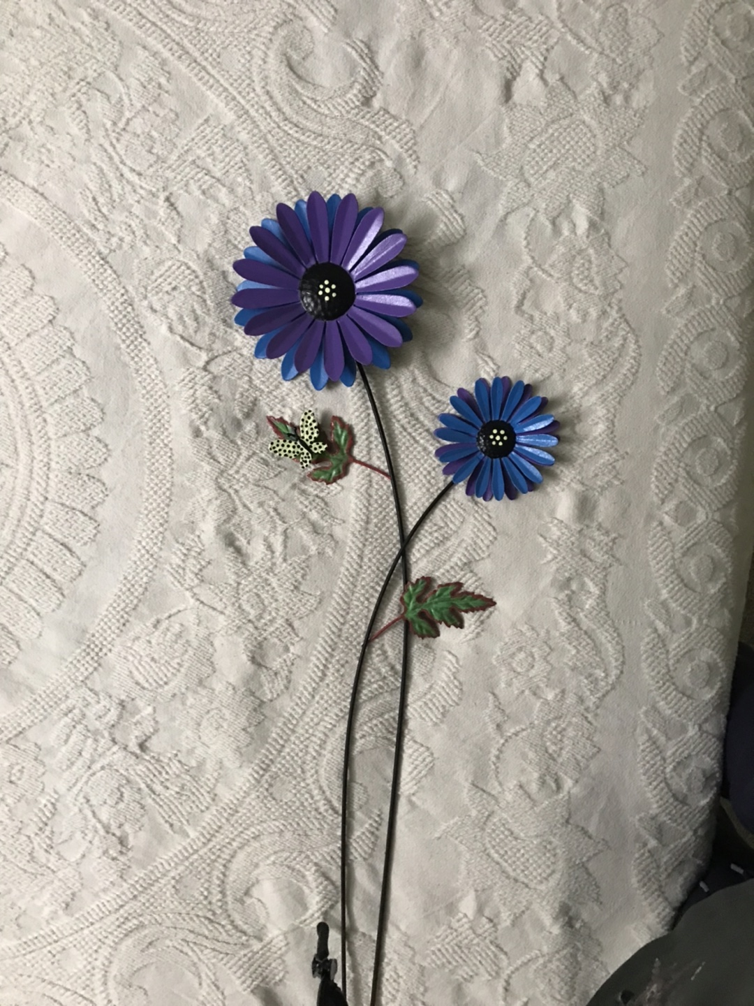 Purple and Blue Metal Flower Garden Stake