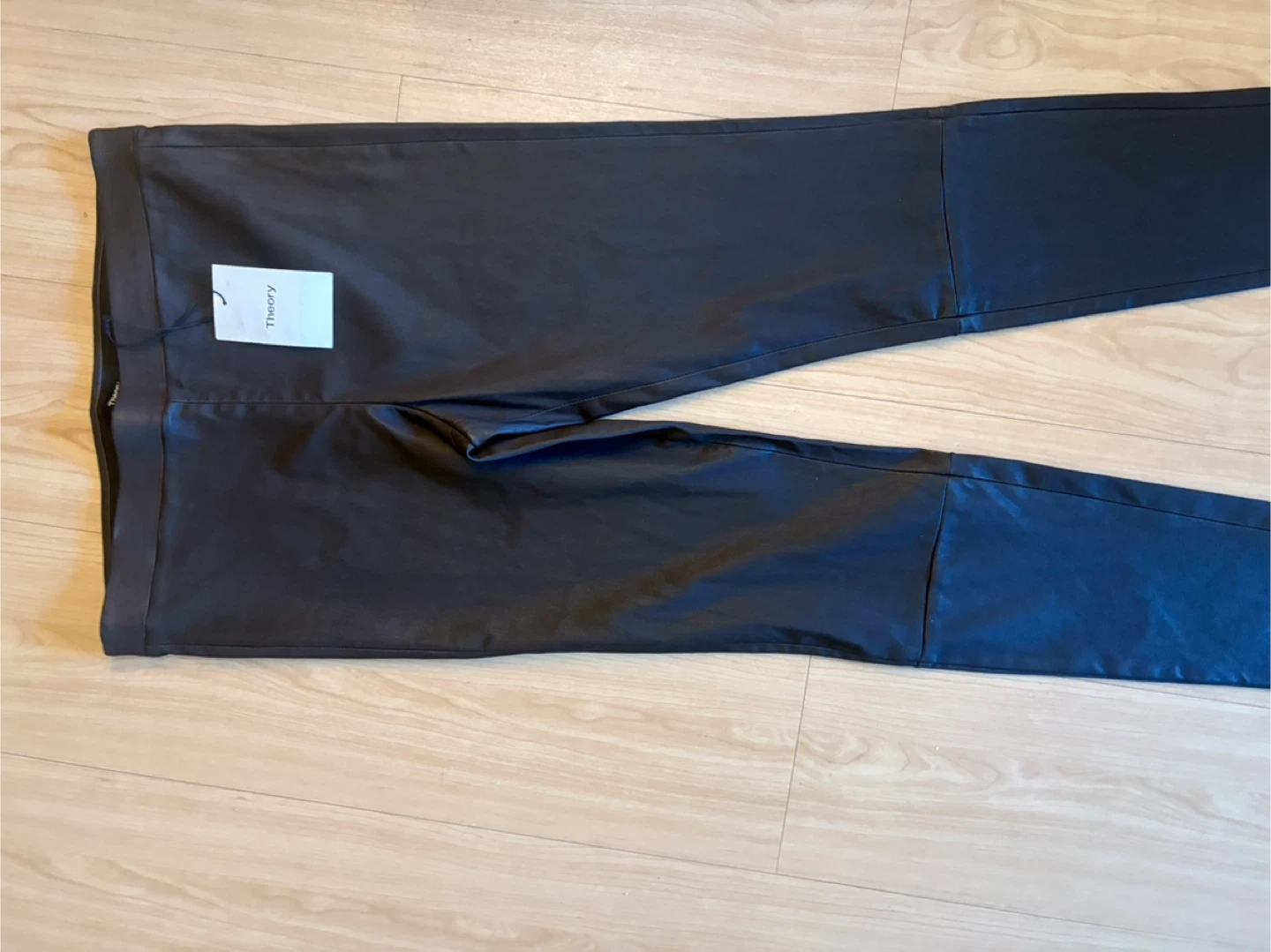 Theory "ADBELLE L2" Chocolate Brown Leather Leggings Size 12 - photo 4
