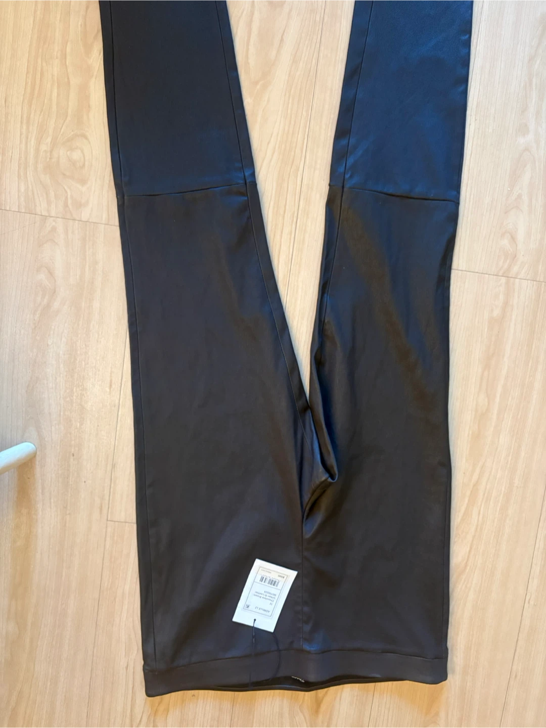 Theory "ADBELLE L2" Chocolate Brown Leather Leggings Size 12 - photo 3