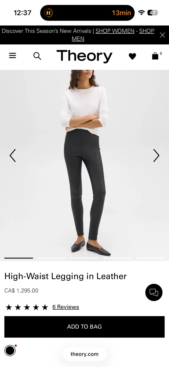 Theory "ADBELLE L2" Chocolate Brown Leather Leggings Size 12