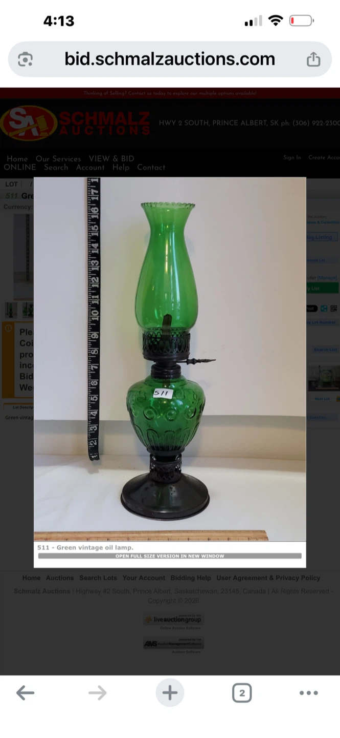 Green Vintage Oil Lamp