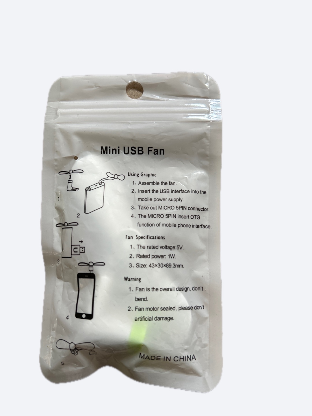 Mini USB Fan - White - photo 2