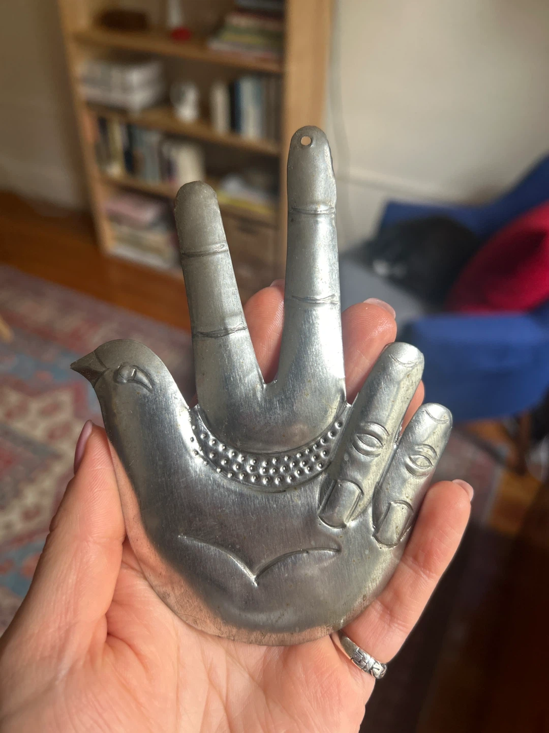 Mexican Folk Tin Peace Sign Wall Ornament