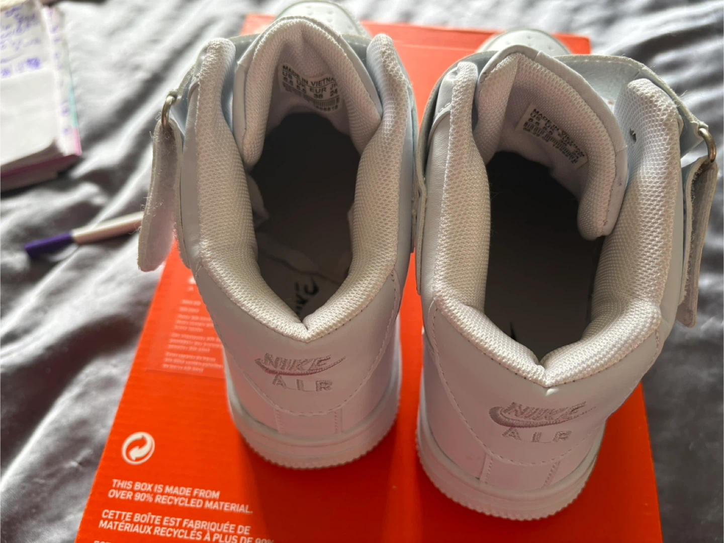 Nike Air Force 1 Mid White Leather Sneakers - photo 4