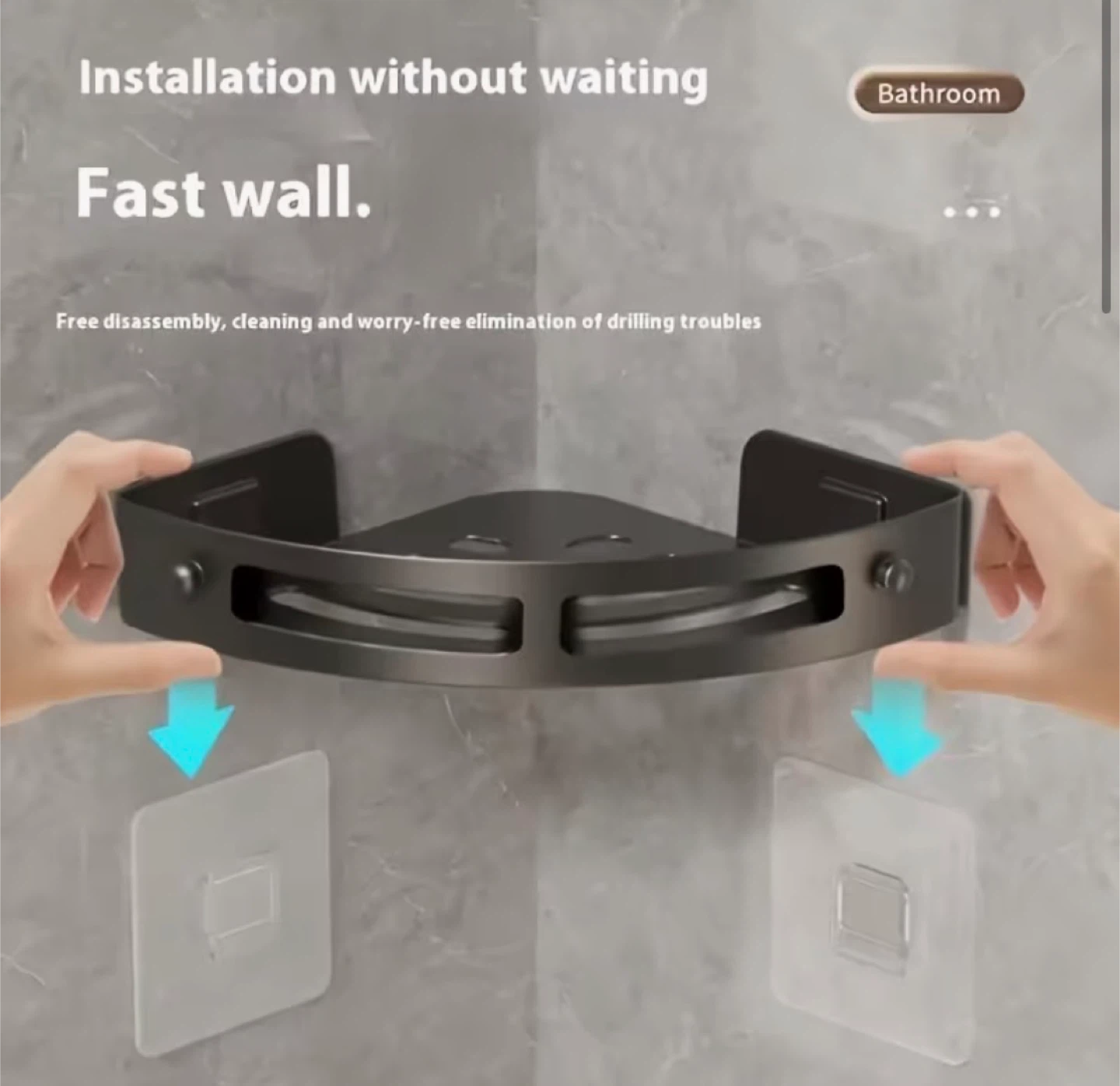 Black ABS Corner Shower Shelf - 3 Piece Set - photo 2