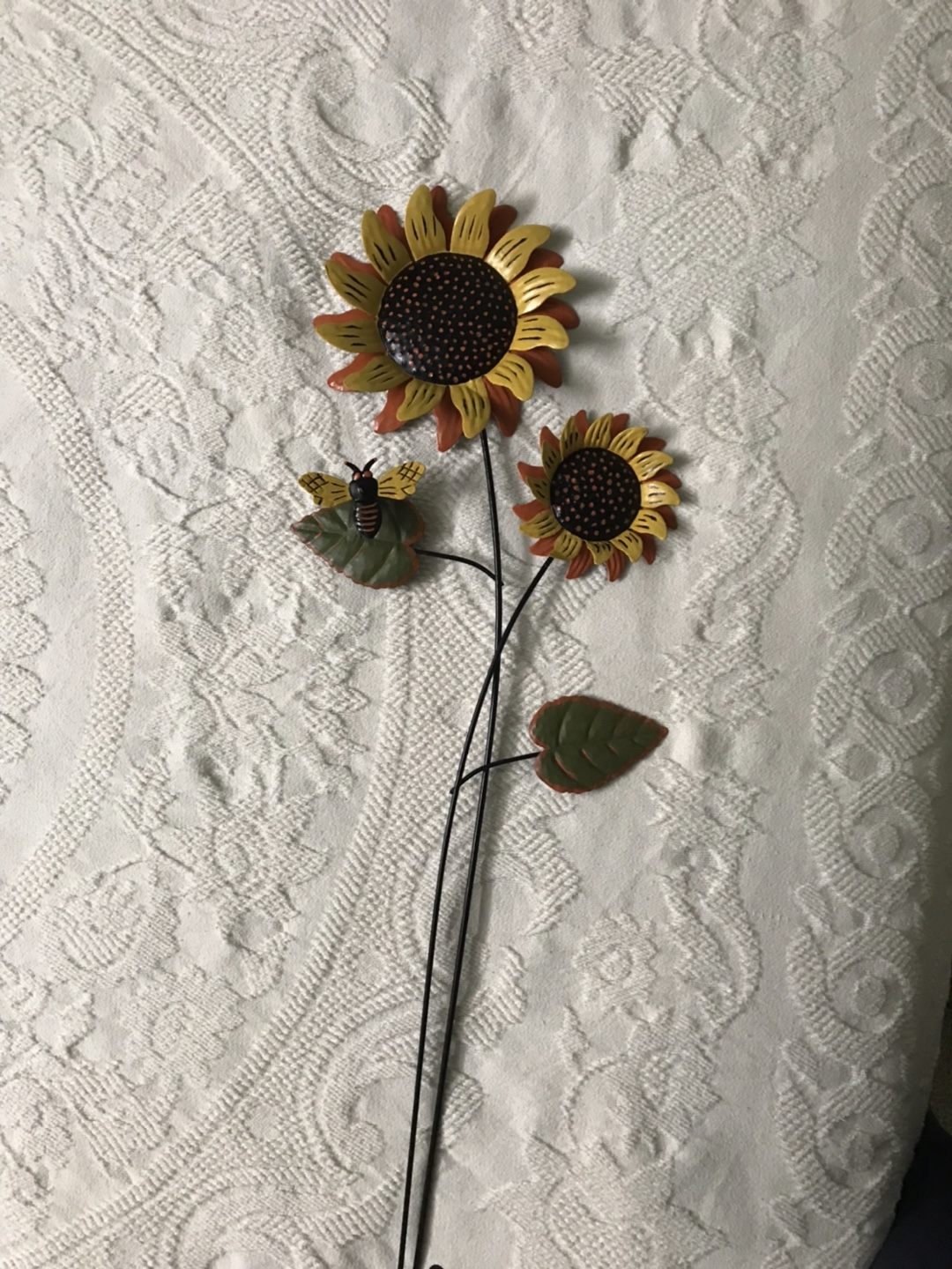 Metal Sunflower and Bee Garden Stake