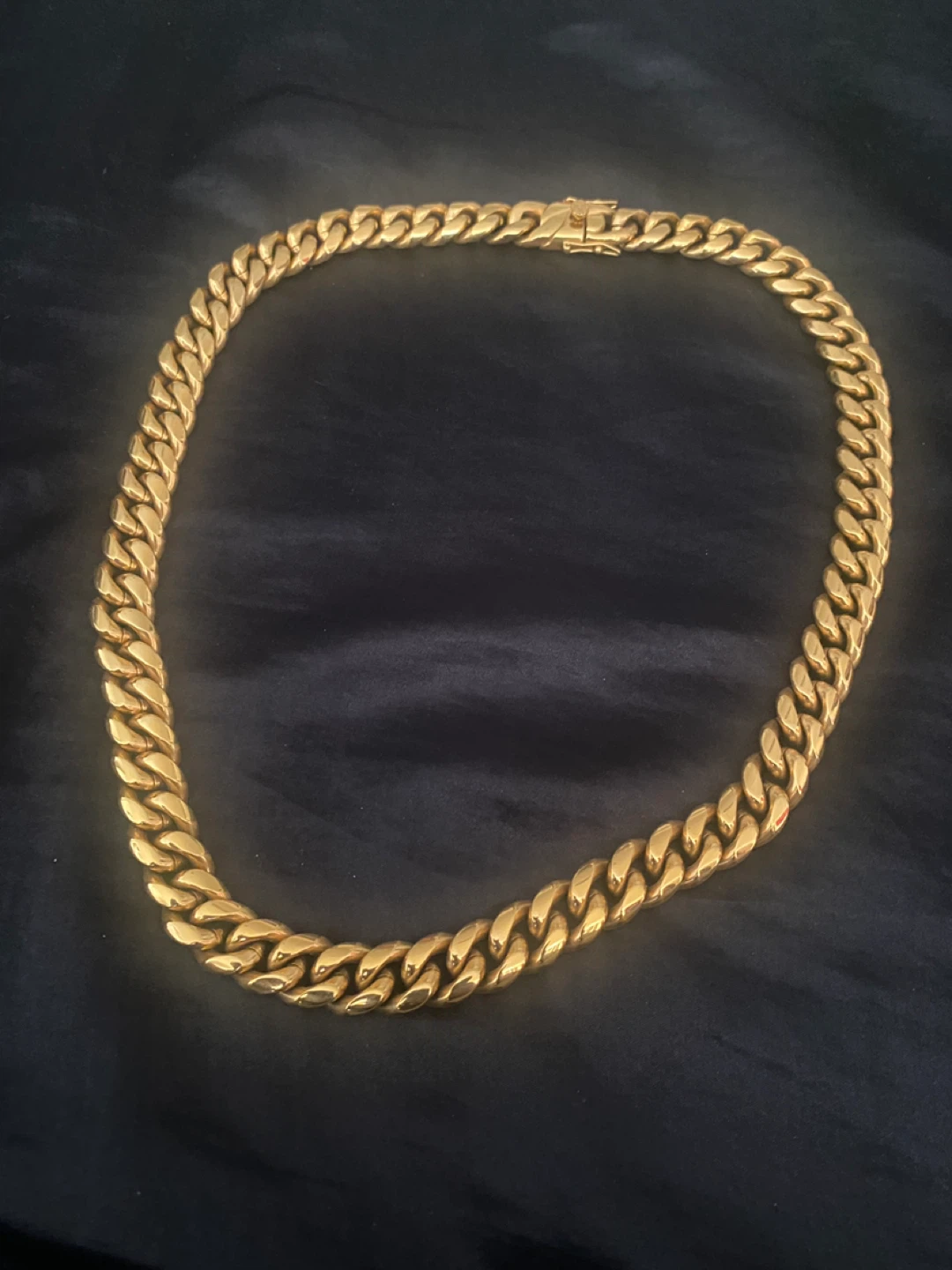 3 Gold Cubain Link Chain Necklace 18”, 20” 22”