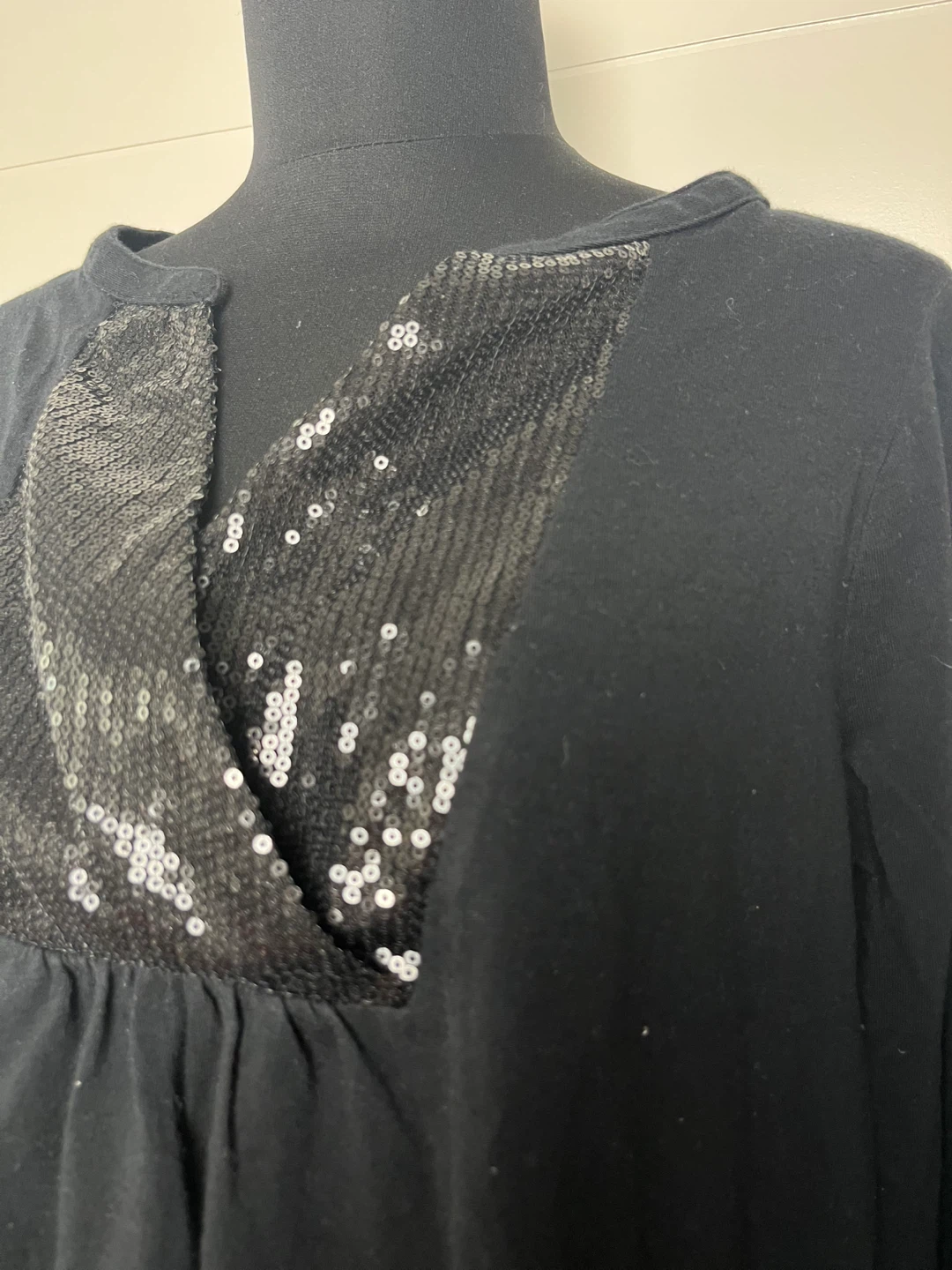 Lane Bryant Black Sequin V-Neck Long Sleeve Top - photo 3