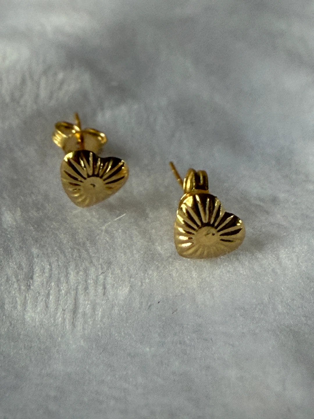 Gold Heart Stud Earrings