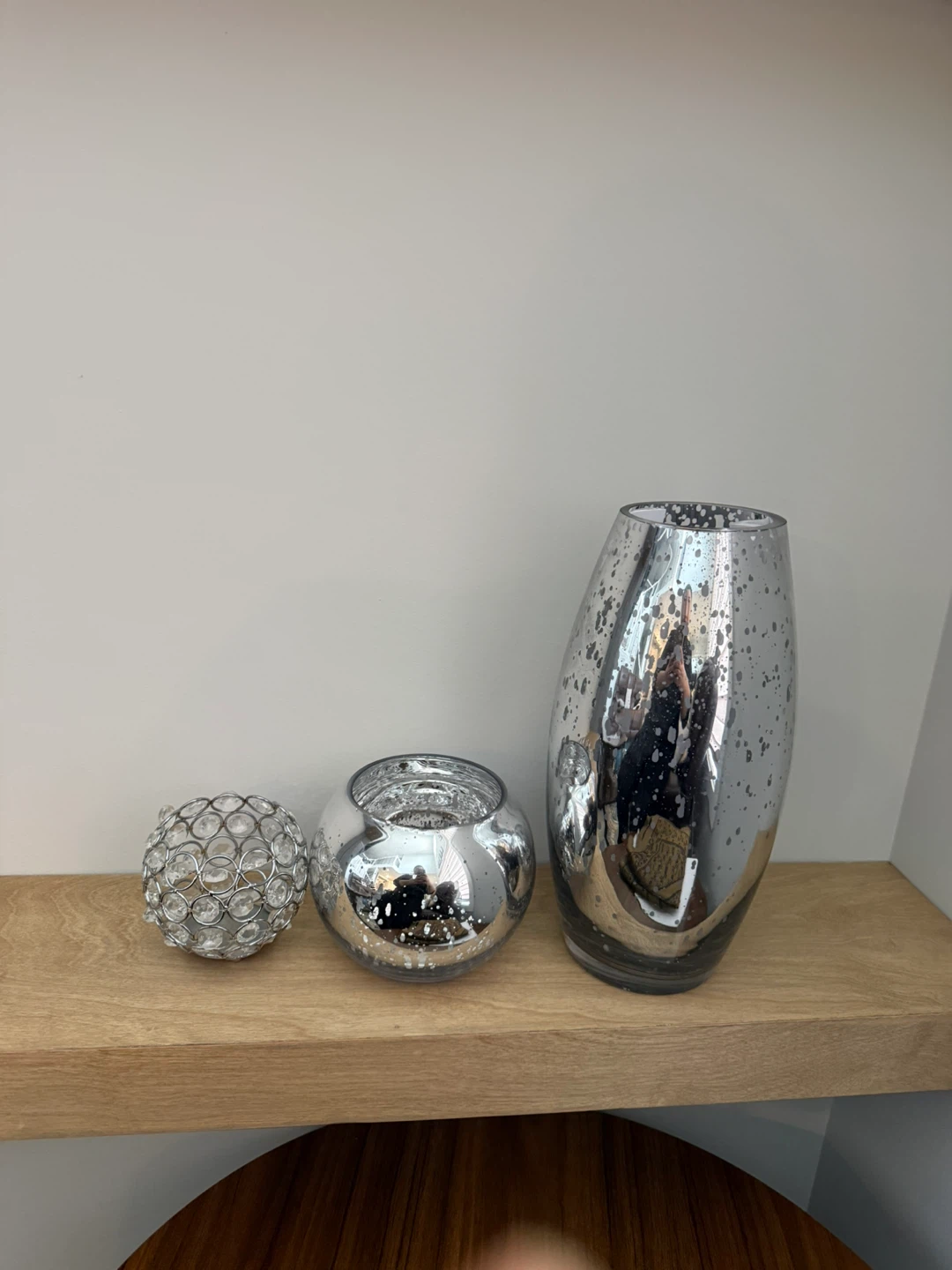 Silver Mercury Glass Vase and Candle Holder Set