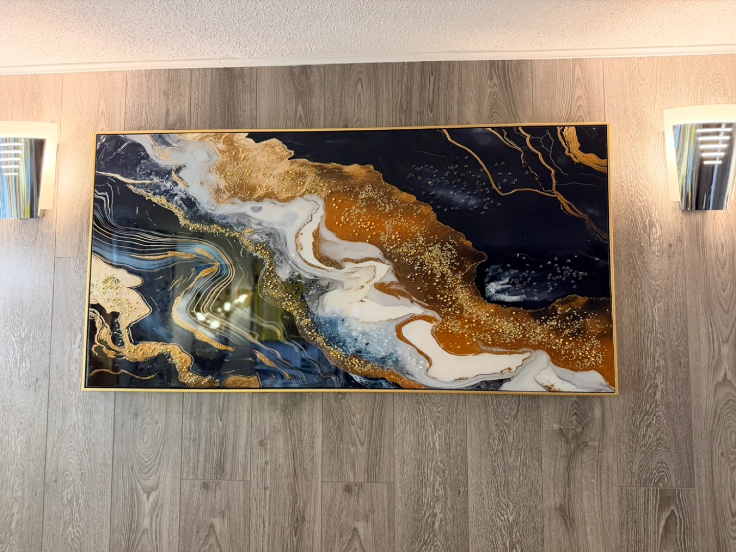 Abstract Gold and Navy Resin Art Wall Decor
