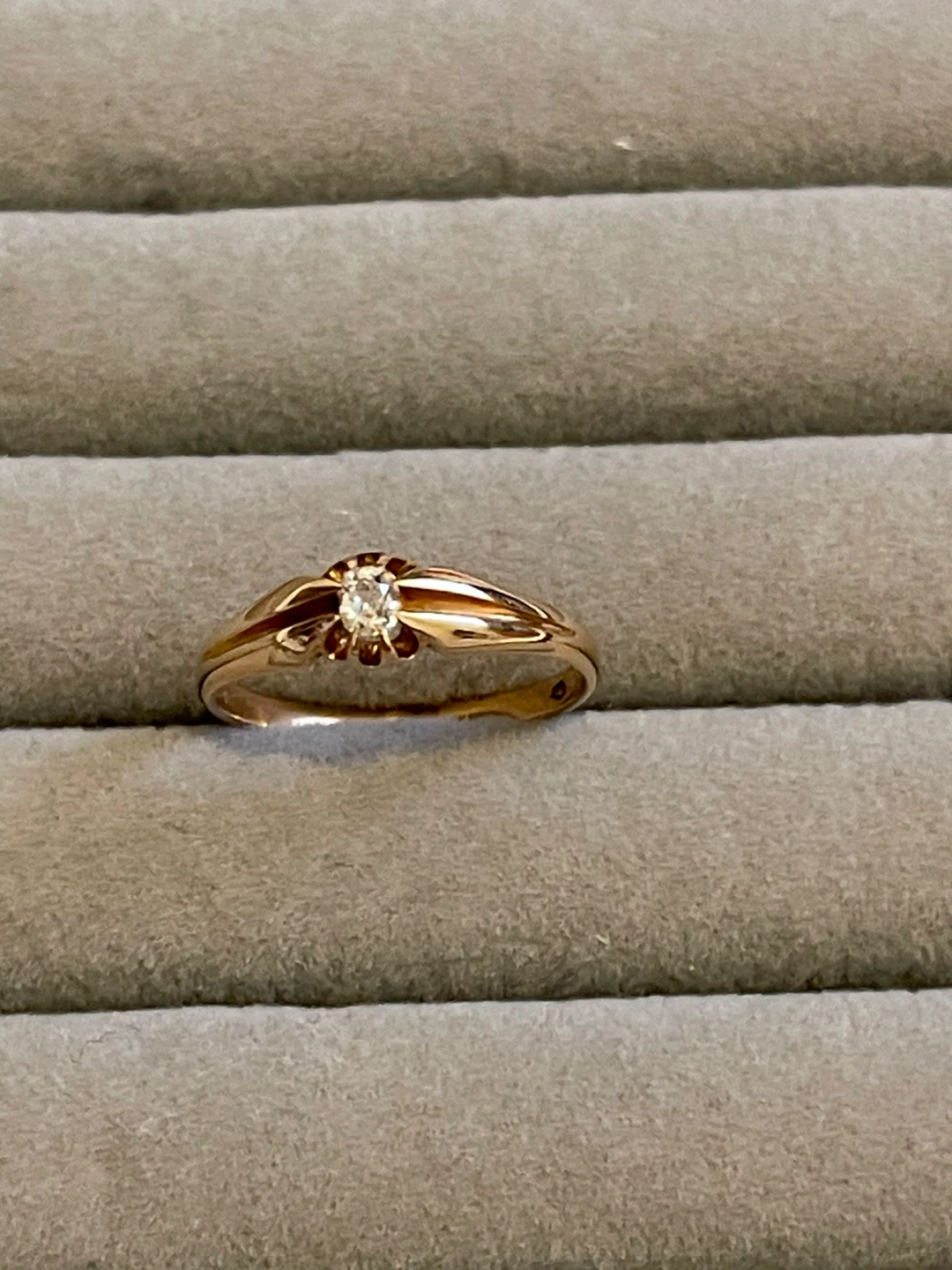 VINTAGE VICTORIAN JI 14K Solid  solitaire diamond size 9 - photo 2