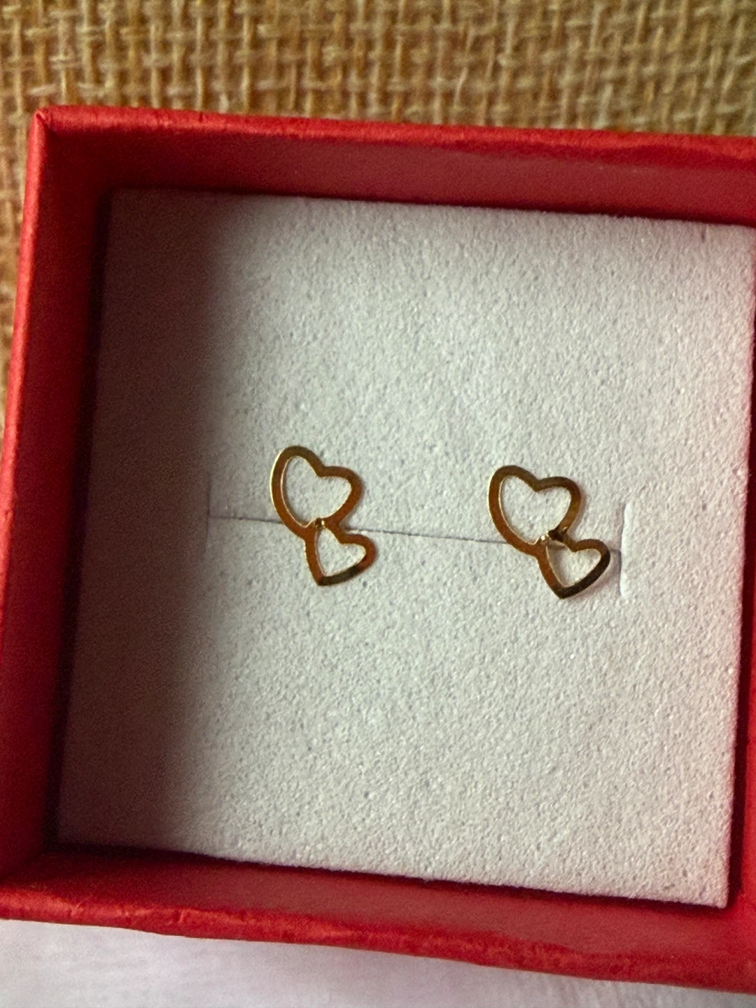 Gold Tone Double Heart Stud Earrings