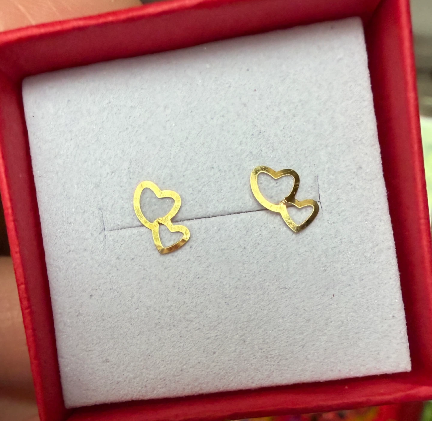 Gold Tone Double Heart Stud Earrings - photo 2