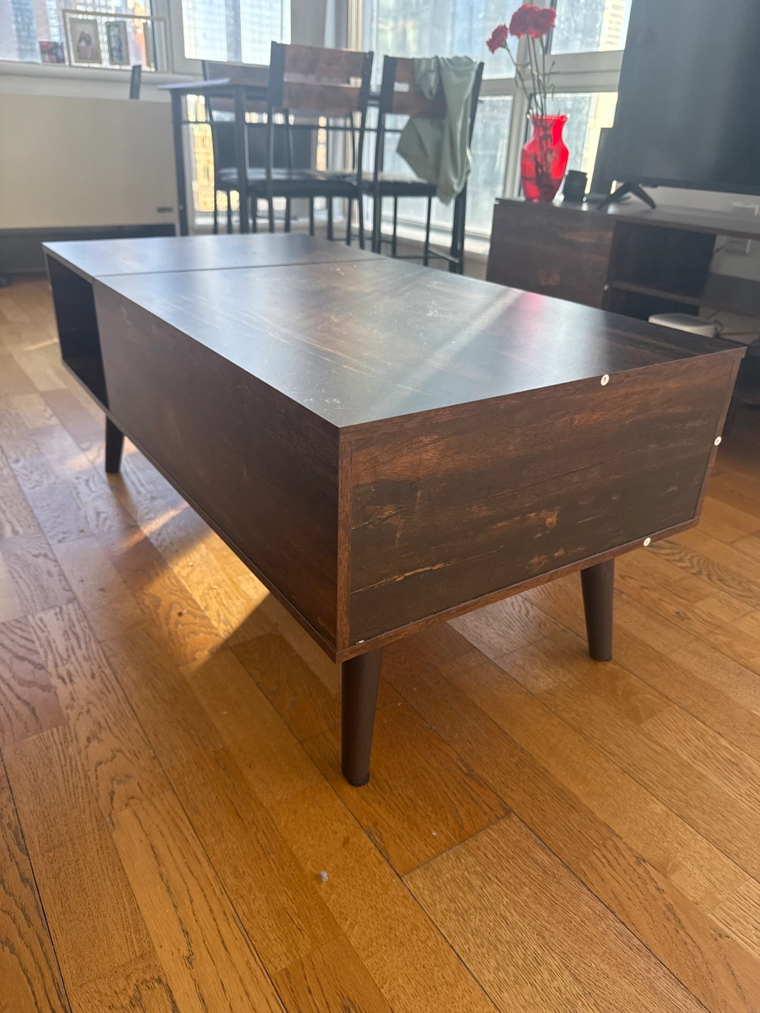 Dark Wood Coffee Table with Storage - photo 2