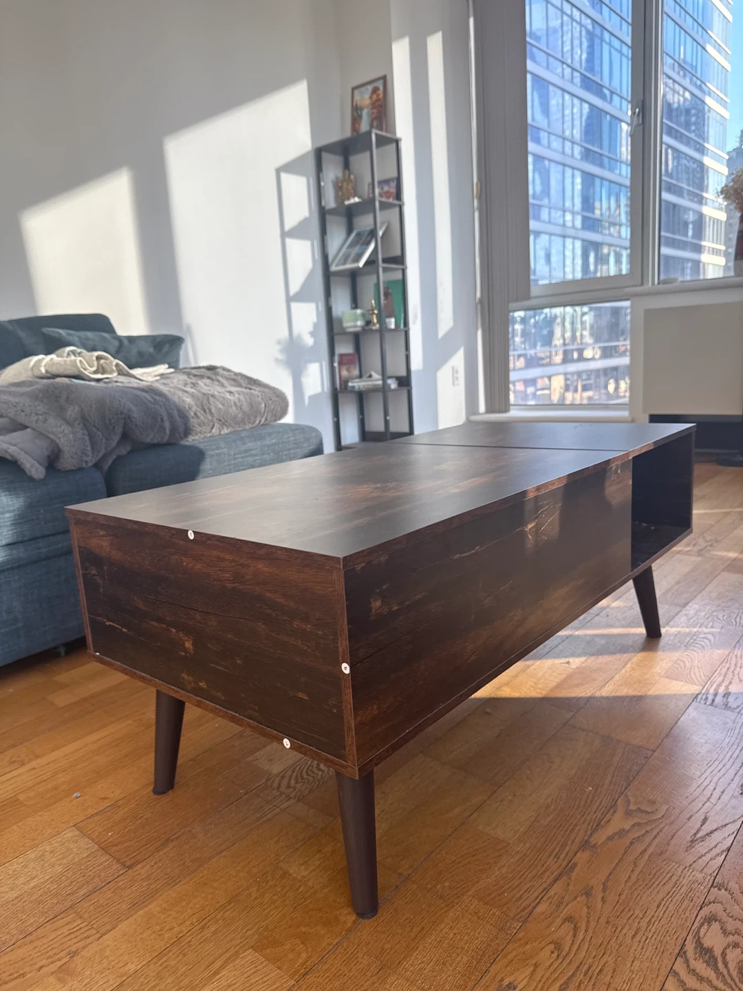 Dark Wood Coffee Table with Storage - photo 3