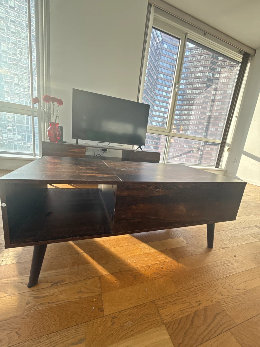 Dark Wood Coffee Table with Storage