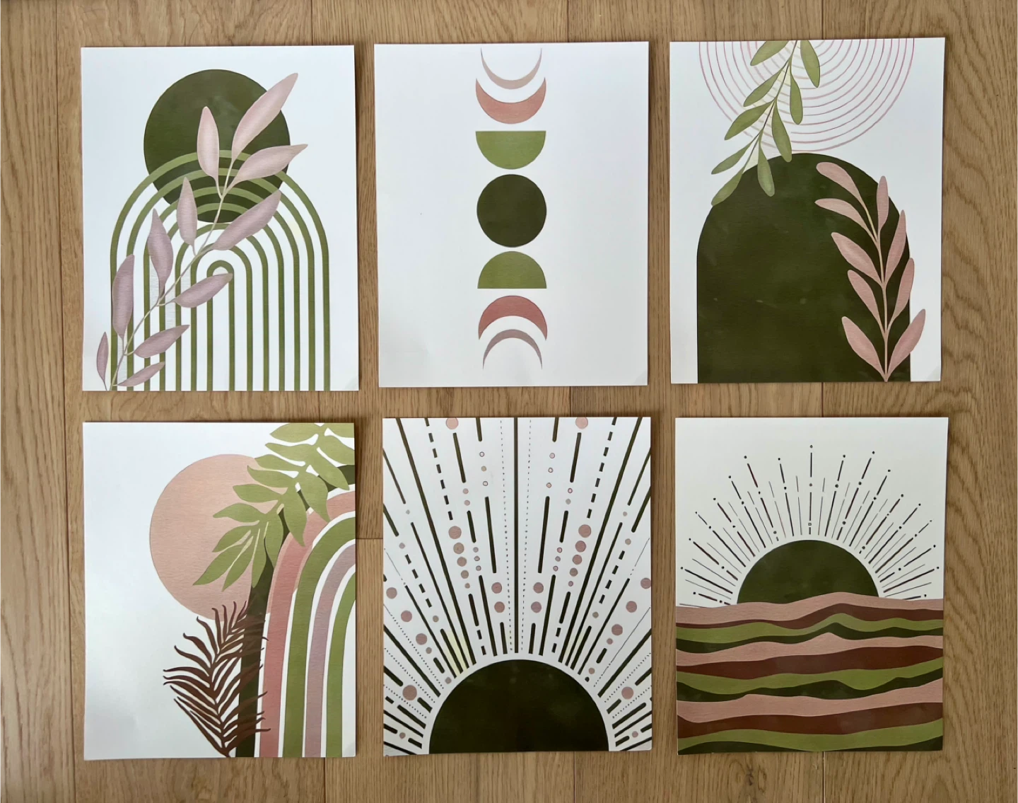 Set of 6 Boho Abstract Art Prints