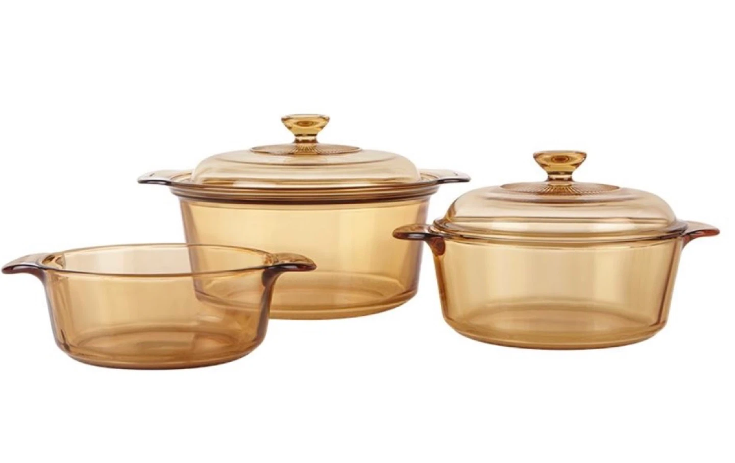 Amber Glass Casserole Dish Set with Lids