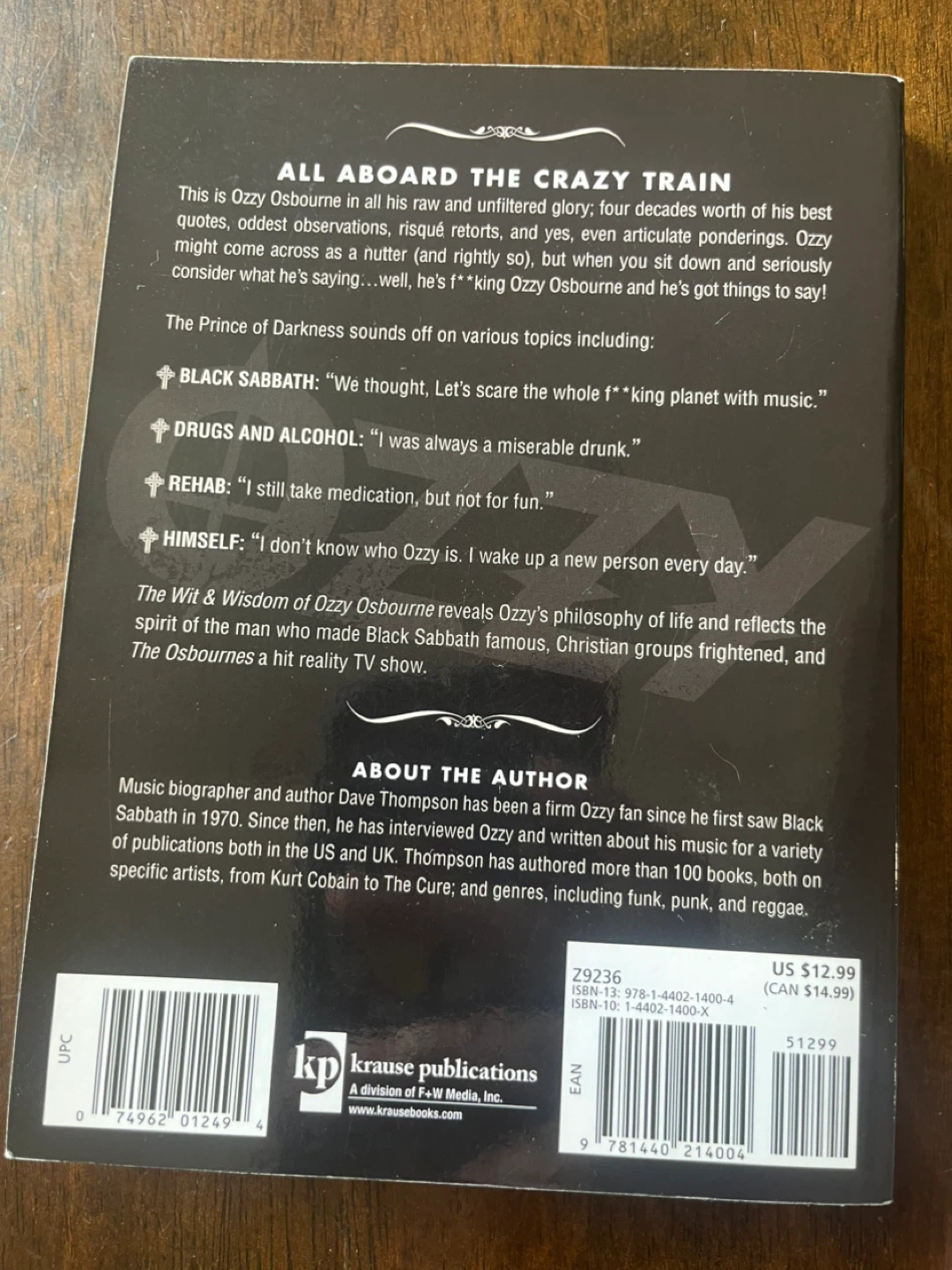 The Wit and Wisdom of Ozzy Osbourne Book by Dave Thompson - photo 2