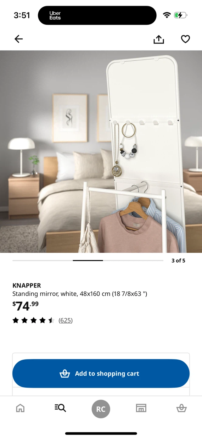 IKEA KNAPPER Standing Mirror White 48x160 cm - photo 2