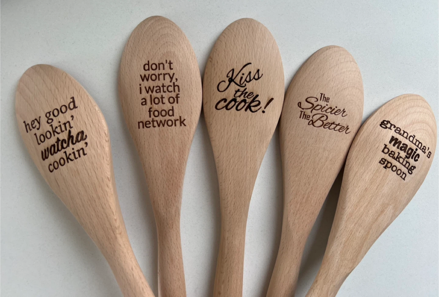 Wooden Cooking Spoons with Funny Sayings Set