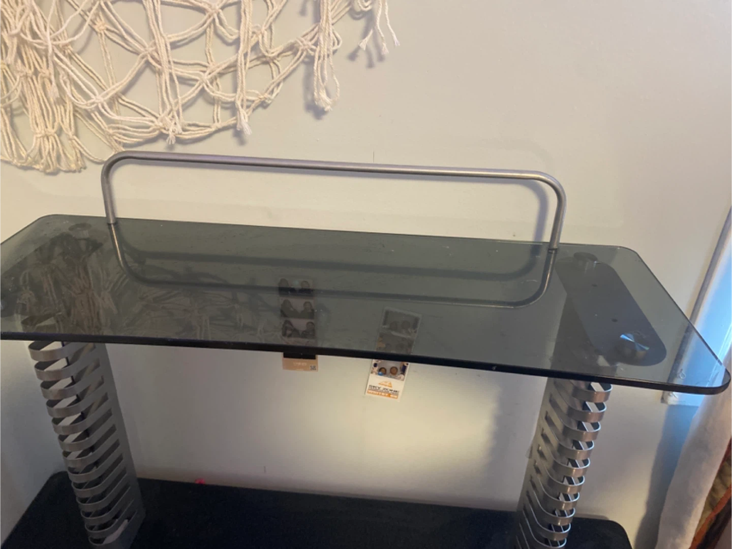 Modern Glass Desk with Metal Frame - photo 2
