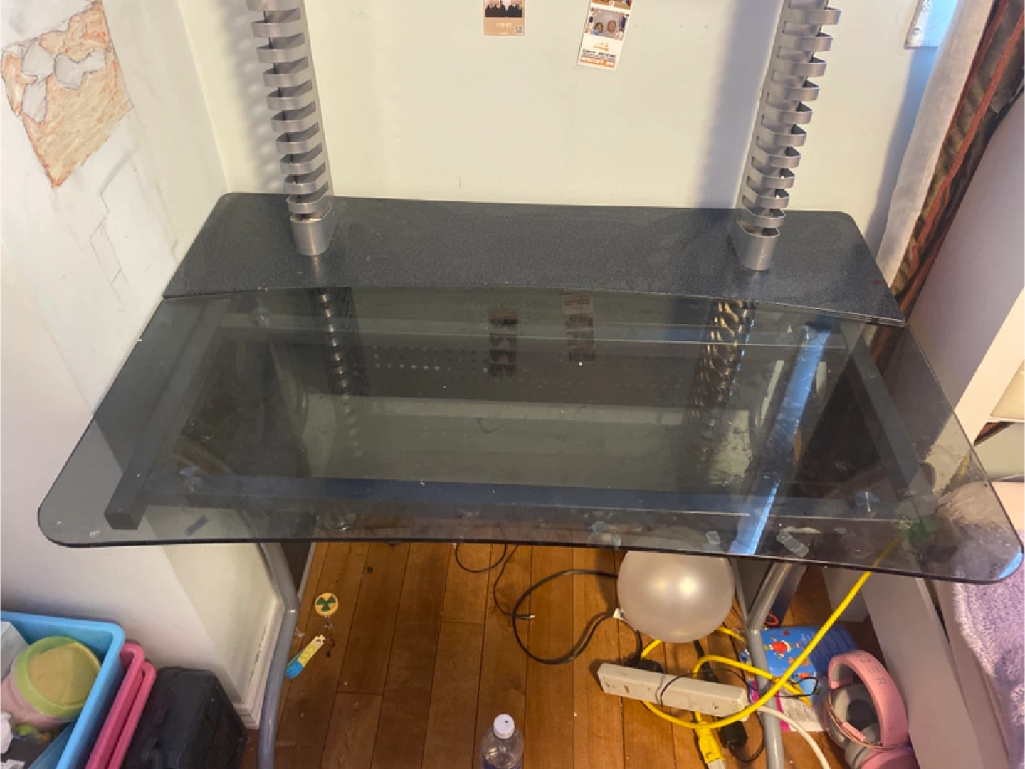 Modern Glass Desk with Metal Frame