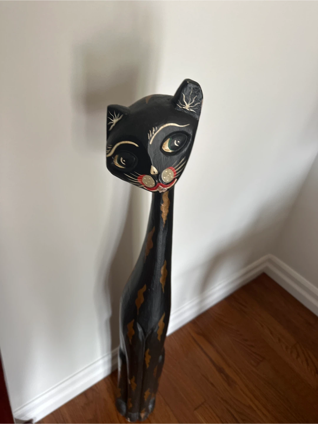 Wooden Black Cat Figurine - photo 2