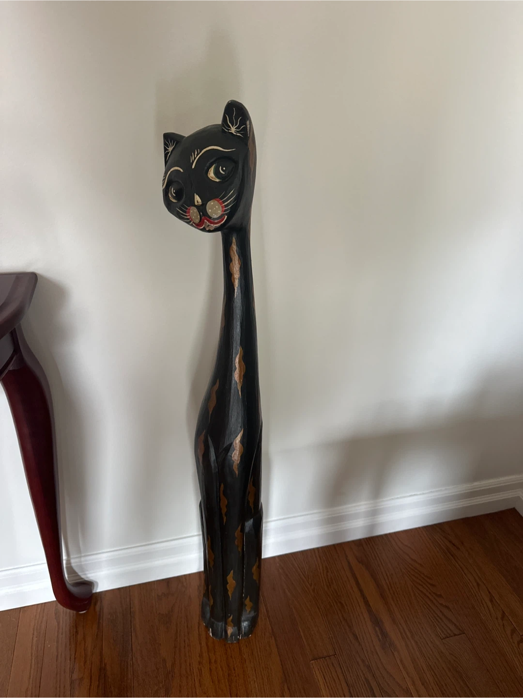 Wooden Black Cat Figurine