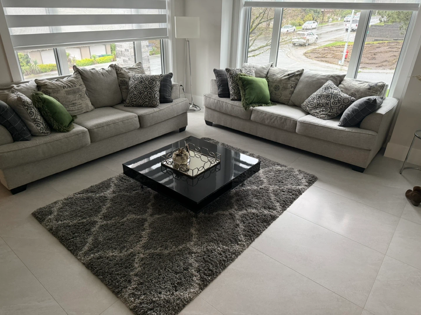 Two sofa with 18 pillows Center table and rug - photo 2
