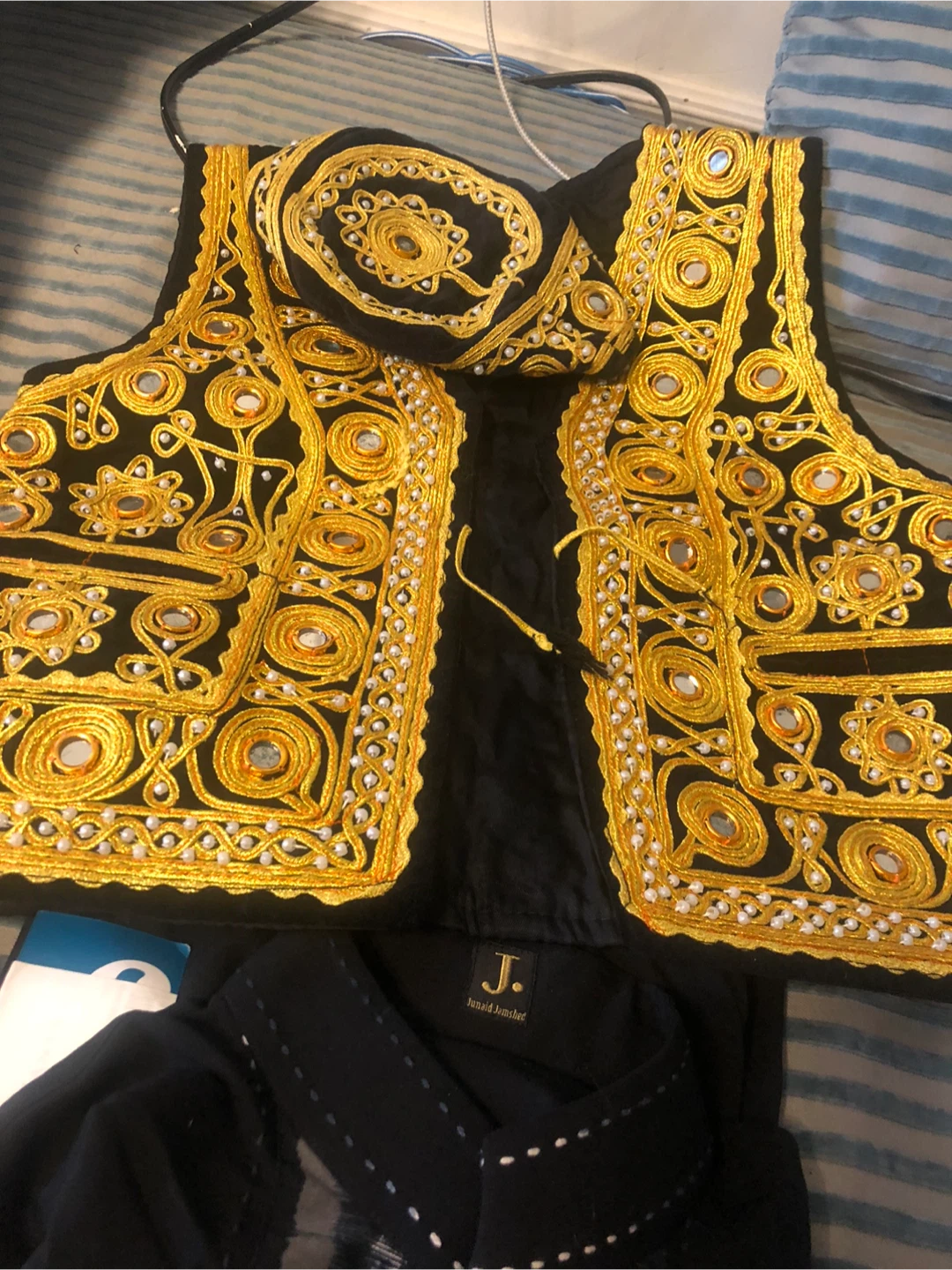 Junaid Jamshed Embroidered Vest and Cap Set