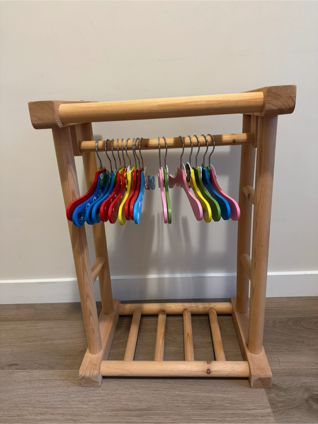 Wooden Clothes Rack with Doll Hangers