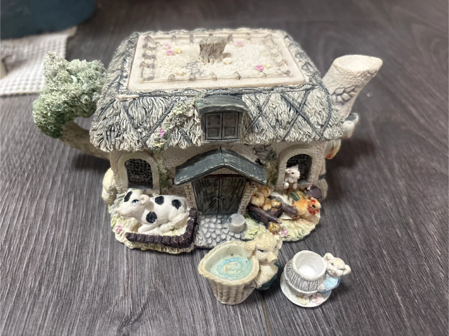 Decorative Cottage Teapot with Farm Animals