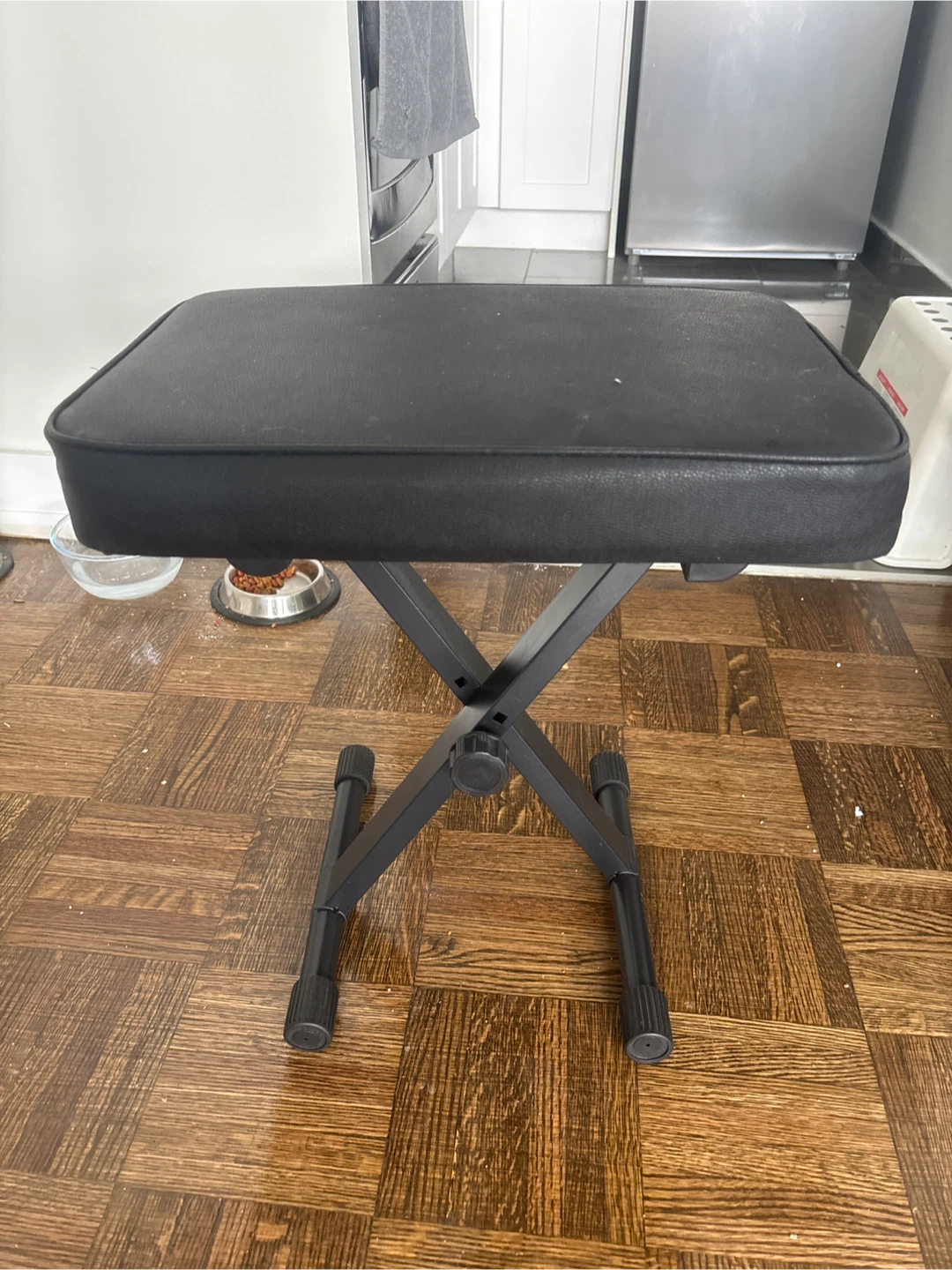 Black Padded Piano Bench Stool