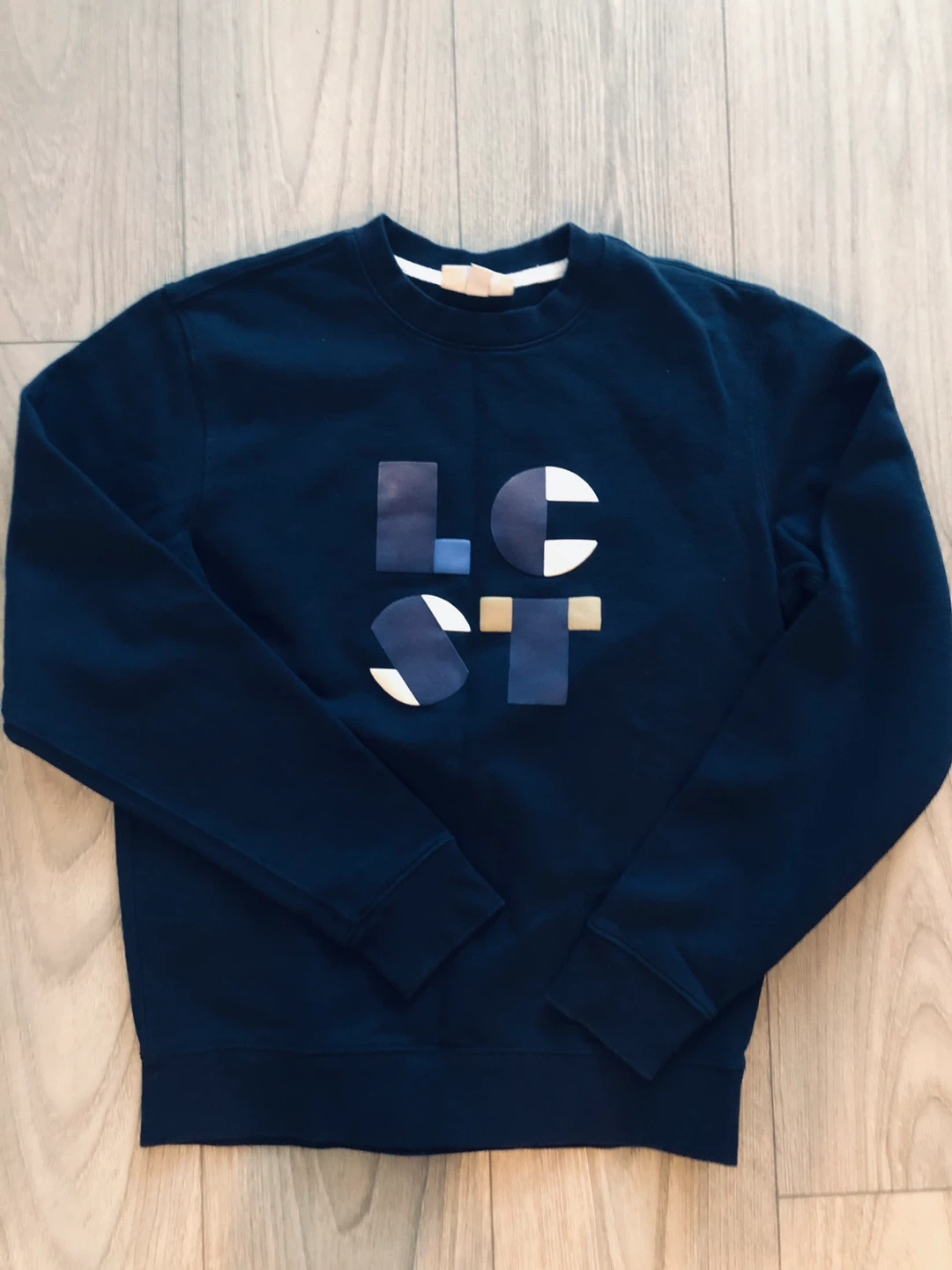 Mens Lacoste Navy Blue Crewneck Sweatshirt with Geometric Logo - photo 2