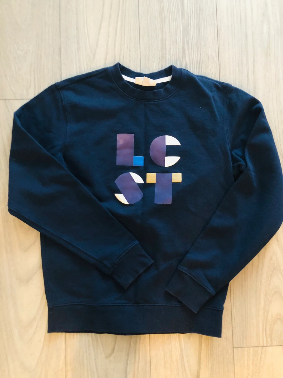 Mens Lacoste Navy Blue Crewneck Sweatshirt with Geometric Logo - photo 3