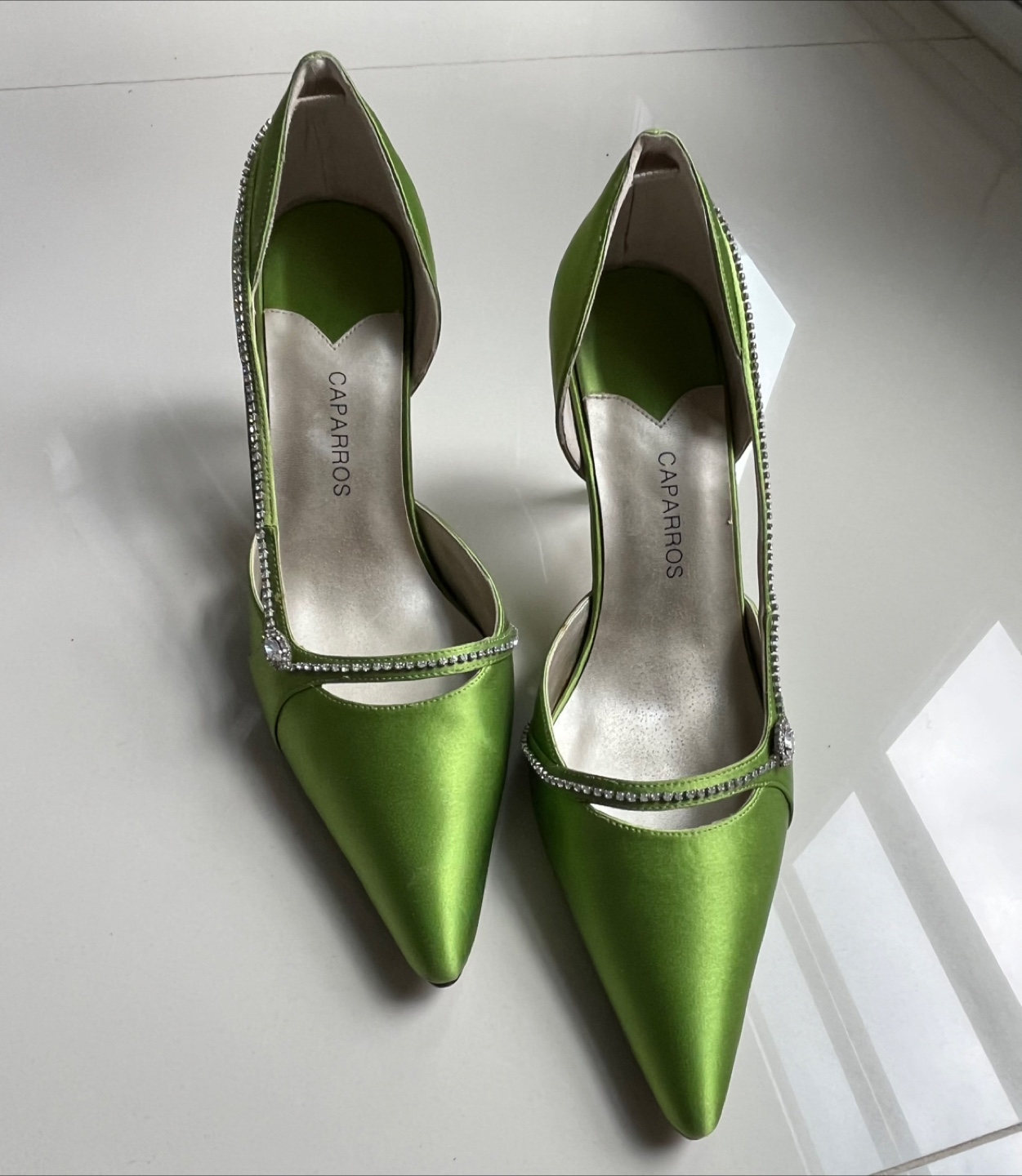 Women's Green Satin Heels Size 7B