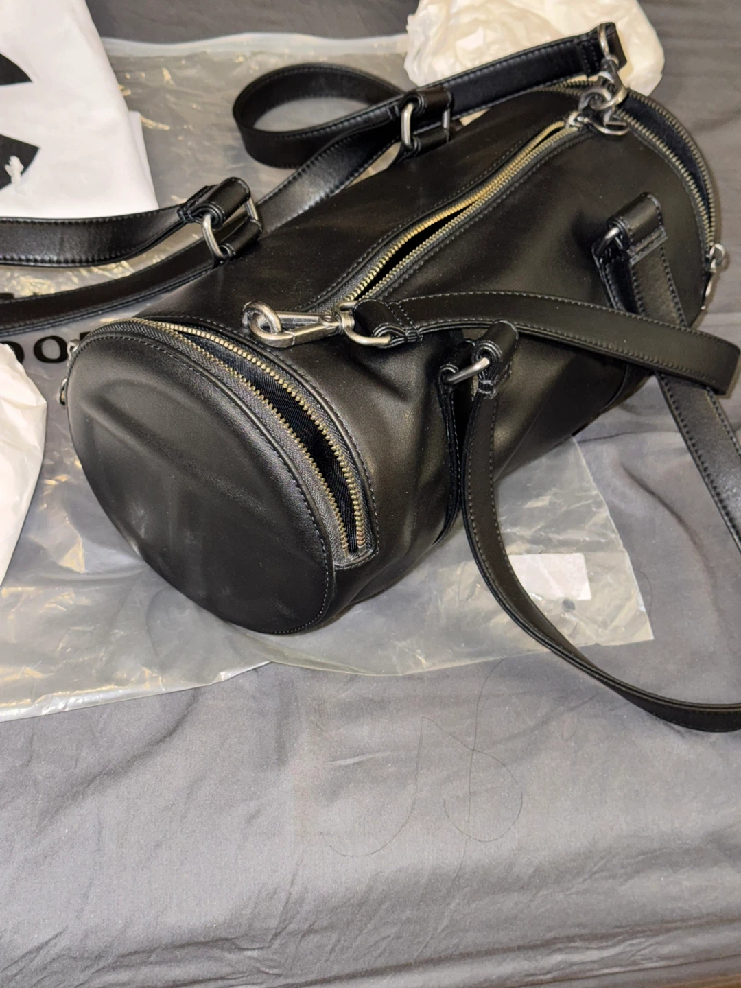 Telfar Black Leather Duffle Bag - photo 2