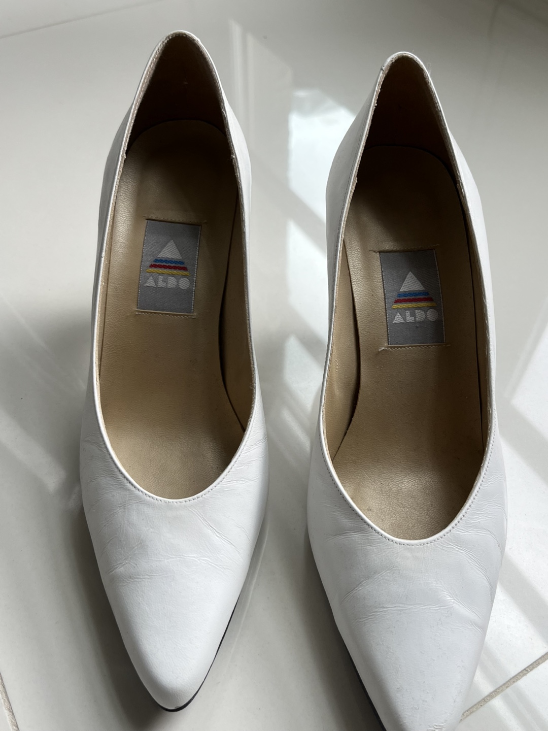 ALDO White leather Heels- size 8 - photo 3