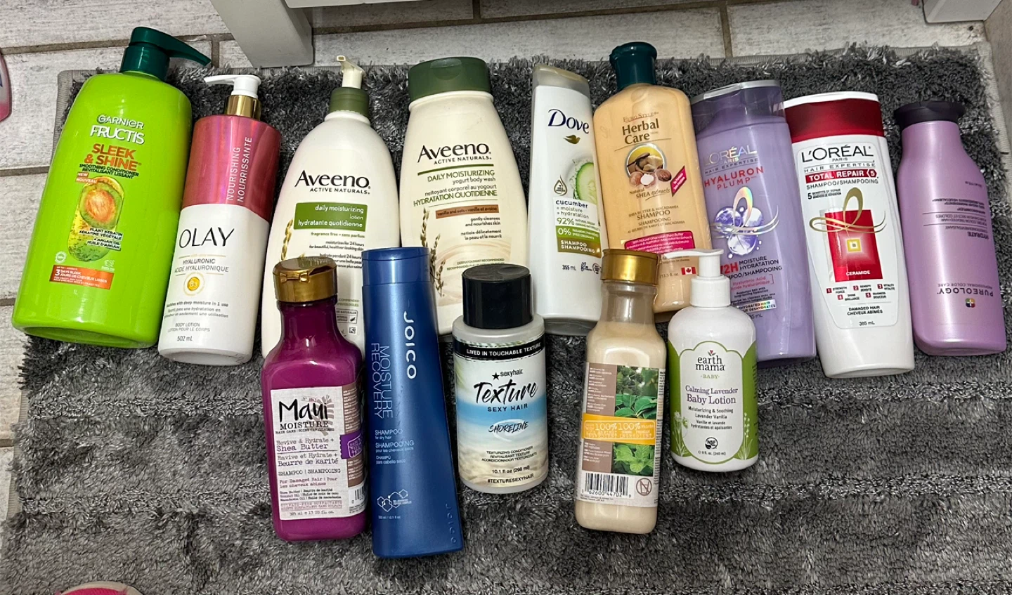 Collection of body and hair products